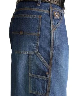 Cinch Men's Blue Vintage Label Utility Fit Tapered Loose Fit Jeans 7 Cinch Men's Blue Vintage Label Utility Fit Tapered Loose Fit Jeans -Western Cowboy Equipment Store 013530 L3 D1