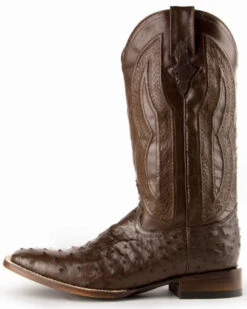 Ferrini Men's Cognac Full Quill Ostrich Western Boots - Broad Square Toe -Western Cowboy Equipment Store 066846 47 P3