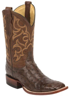 Justin Men's Truman Full Quill Ostrich Western Boots - Broad Square Toe