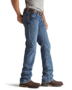 Ariat Men's FR M4 Medium Wash Relaxed Basic Bootcut Jeans -Western Cowboy Equipment Store 086839 7030 P3