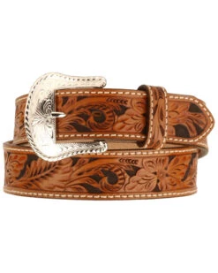Tony Lama Men's Floral Tooled Leather Belt - Reg & Big