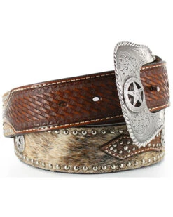 Nocona Men's Hair-On-Hide Star Concho Belt -Western Cowboy Equipment Store 1202N9 22 D1