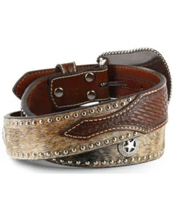 Nocona Men's Hair-On-Hide Star Concho Belt -Western Cowboy Equipment Store 1202N9 22 D2