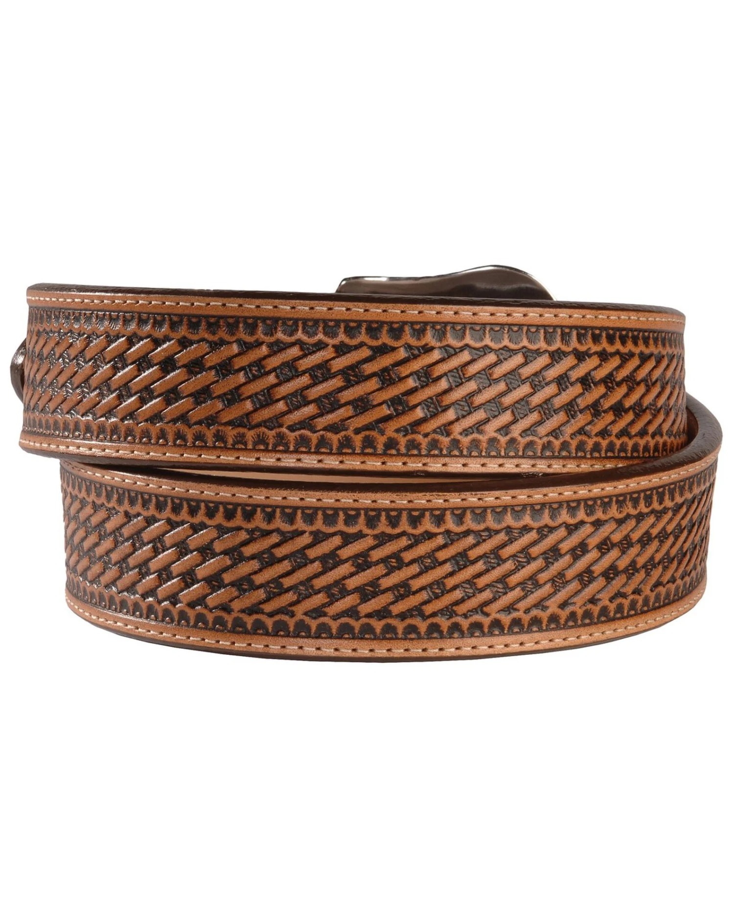 Justin Men's Bronco Basketweave Leather Belt 4 Justin Men's Bronco Basketweave Leather Belt - Image 2