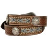 Ariat Men's Fabric Inlay Concho & Basketweave Leather Belt