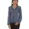 Scully Honey Creek By Sully Women's Denim Hi-Low Lace-Up Blouse -Western Cowboy Equipment Store 2000281333 400 P1