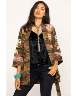 Johnny Was Women's Molly Camo Yuki Trapunto Linen Kimono -Western Cowboy Equipment Store 2000285855 900 P5