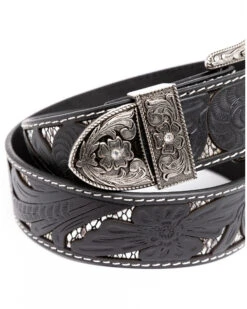 Shyanne Women's Tooled Floral Cut Out Underlay Western Belt -Western Cowboy Equipment Store 2000296489 001 P4