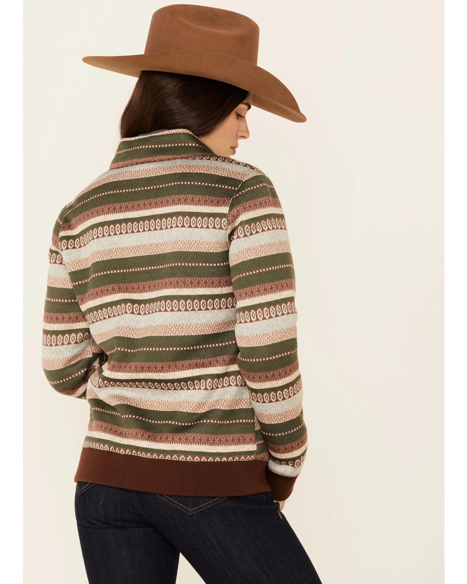 Cinch Women's Southwestern Print Sherpa-Lined Zip-Front Bomber Jacket 5 Cinch Women's Southwestern Print Sherpa-Lined Zip-Front Bomber Jacket - Image 3