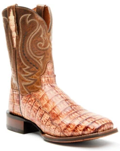 Dan Post Men's Tan Caiman Belly Western Boots - Broad Square Toe -Western Cowboy Equipment Store 2000344180 280 P1