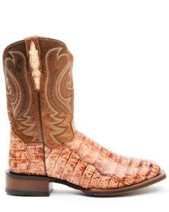 Dan Post Men's Tan Caiman Belly Western Boots - Broad Square Toe -Western Cowboy Equipment Store 2000344180 280 P2