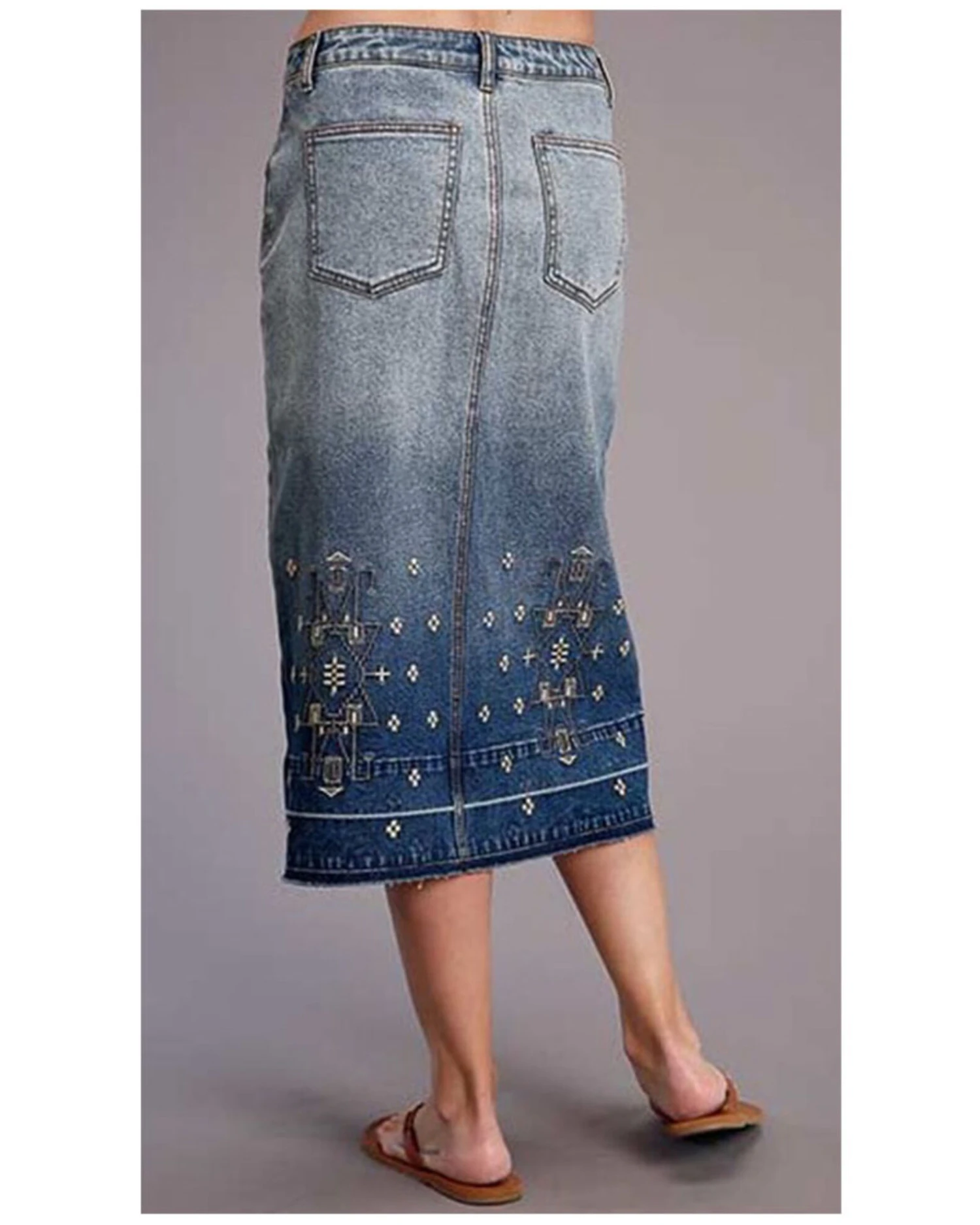 Stetson Women's Embroidered Long Denim Skirt 3 Stetson Women's Embroidered Long Denim Skirt