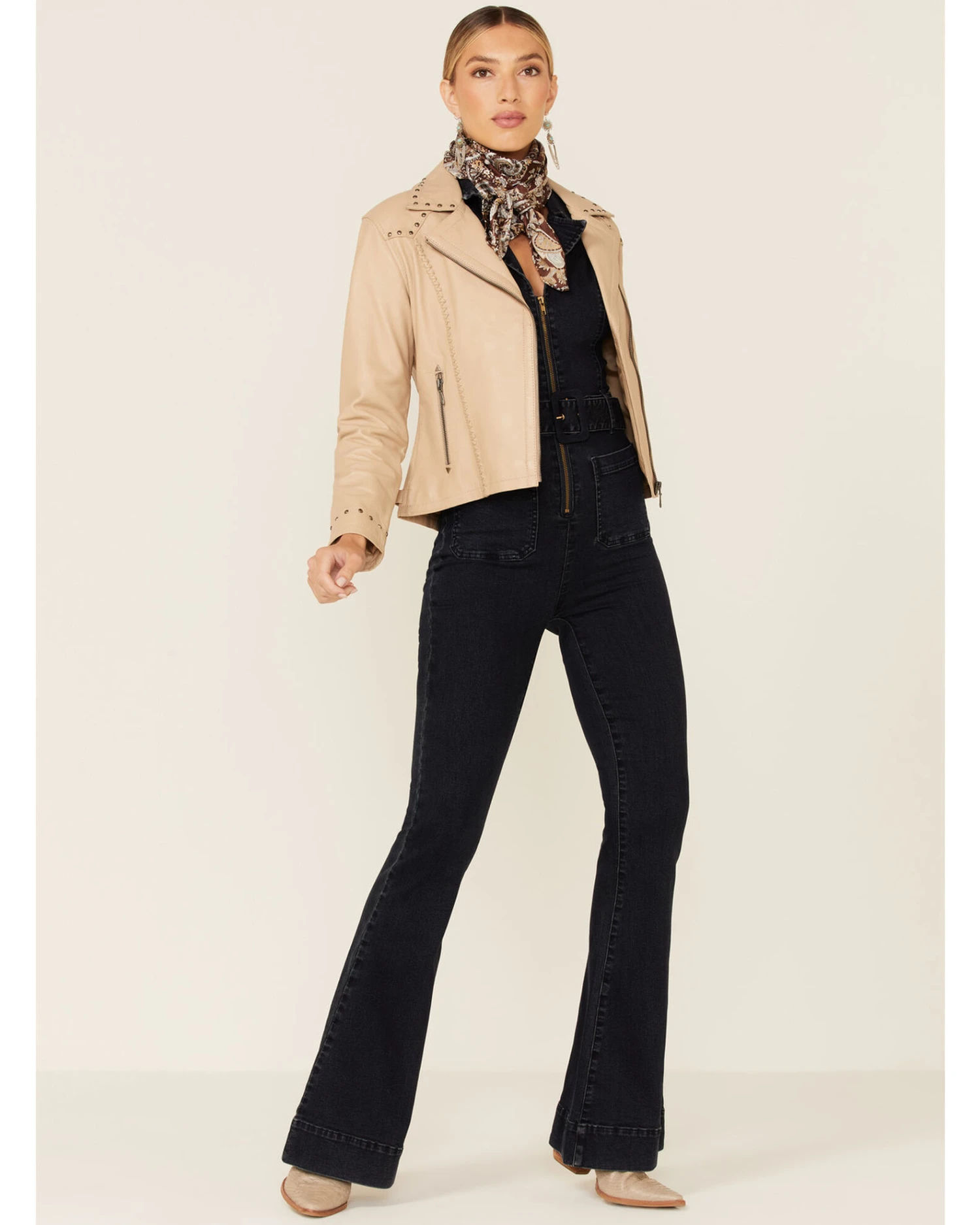 Cripple Creek Women's Studded Lamb Nappa Zip-Front Leather Jacket 5 Cripple Creek Women's Studded Lamb Nappa Zip-Front Leather Jacket - Image 3