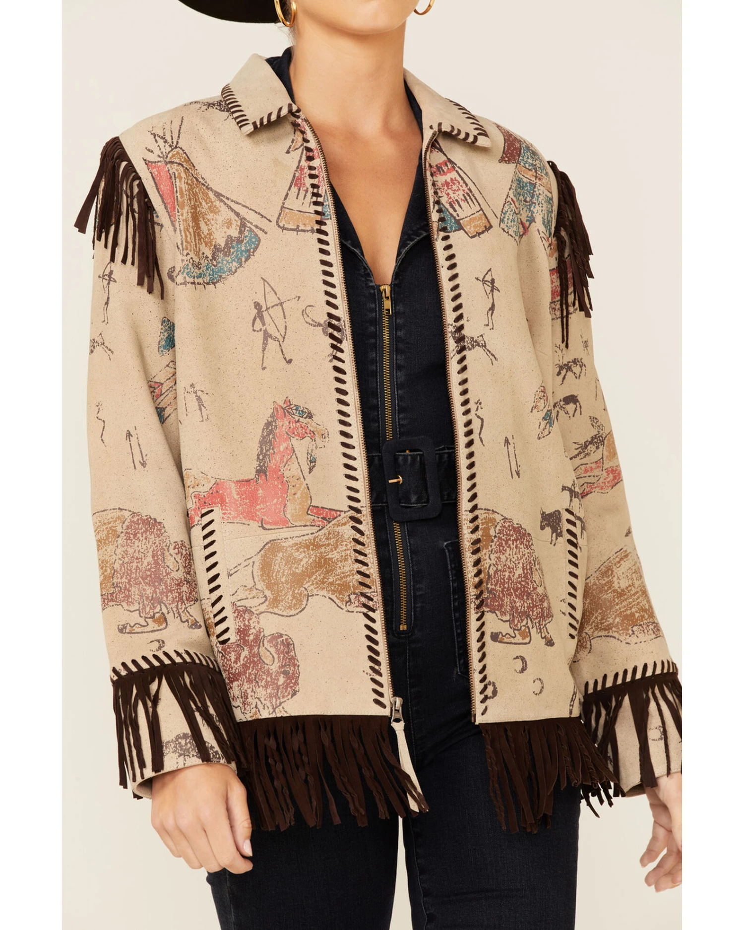 Double D Ranch Women's Story Of The Hunt Zip-Front Leather Jacket 5 Double D Ranch Women's Story Of The Hunt Zip-Front Leather Jacket - Image 3