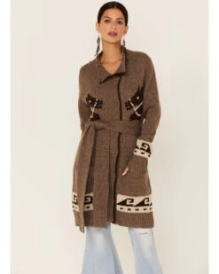 Stetson Women's Horse Motif Belted Knit Wool Blend Cardigan -Western Cowboy Equipment Store 2000352257 200 P1