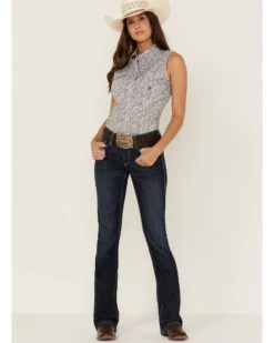 Roper Women's Paisley Print Sleeveless Pearl Snap Western Shirt -Western Cowboy Equipment Store 2000358899 100 P4