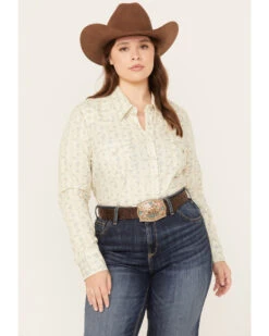Roper Women's Floral Print Long Sleeve Pearl Snap Western Shirt - Plus 9 Roper Women's Floral Print Long Sleeve Pearl Snap Western Shirt - Plus -Western Cowboy Equipment Store 2000358906 110 P1
