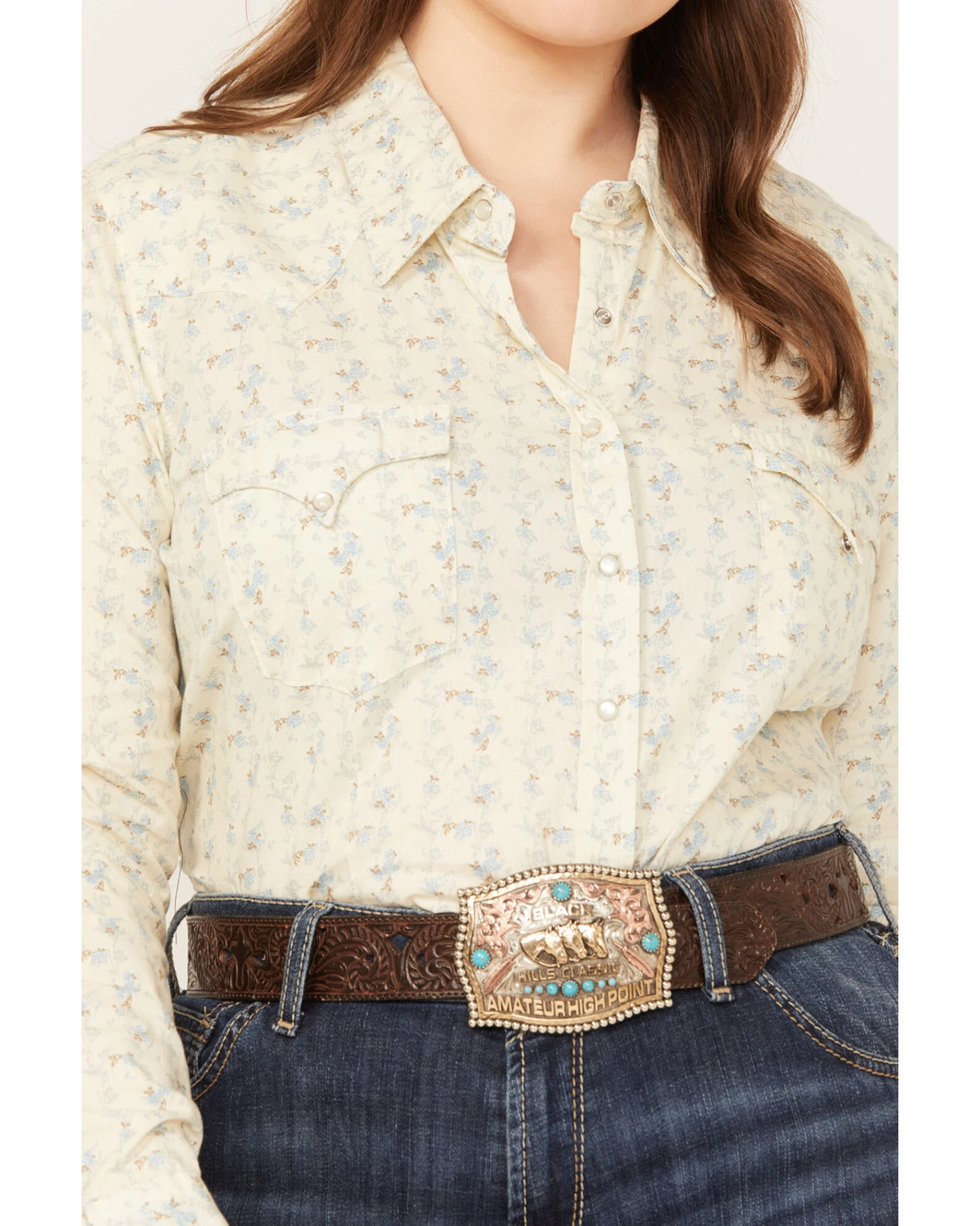Roper Women's Floral Print Long Sleeve Pearl Snap Western Shirt - Plus 3 Roper Women's Floral Print Long Sleeve Pearl Snap Western Shirt - Plus