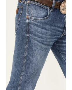 Wrangler Retro Green Men's Brierley Light Medium Wash Stretch Slim Straight Jeans -Western Cowboy Equipment Store 2000359722 413 P2