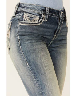 Vigoss Women's Mid Straight Vintage V-Pocket Denim Jeans -Western Cowboy Equipment Store 2000364126 400 P2