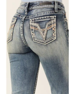 Vigoss Women's Mid Straight Vintage V-Pocket Denim Jeans -Western Cowboy Equipment Store 2000364126 400 P3