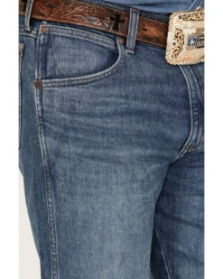 Wrangler Retro Green Men's Faded Indigo Medium Wash Stretch Slim Straight Jeans 9 Wrangler Retro Green Men's Faded Indigo Medium Wash Stretch Slim Straight Jeans -Western Cowboy Equipment Store 2000365067 414 P2