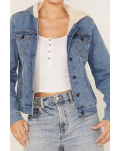 Wrangler Women's Medium Wash Sherpa Lined Denim Jacket