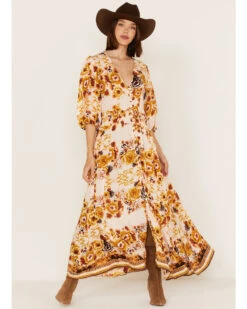 Talisman Women's Malicon Floral Print Puff Sleeve Maxi Dress -Western Cowboy Equipment Store 2000365257 900 P1