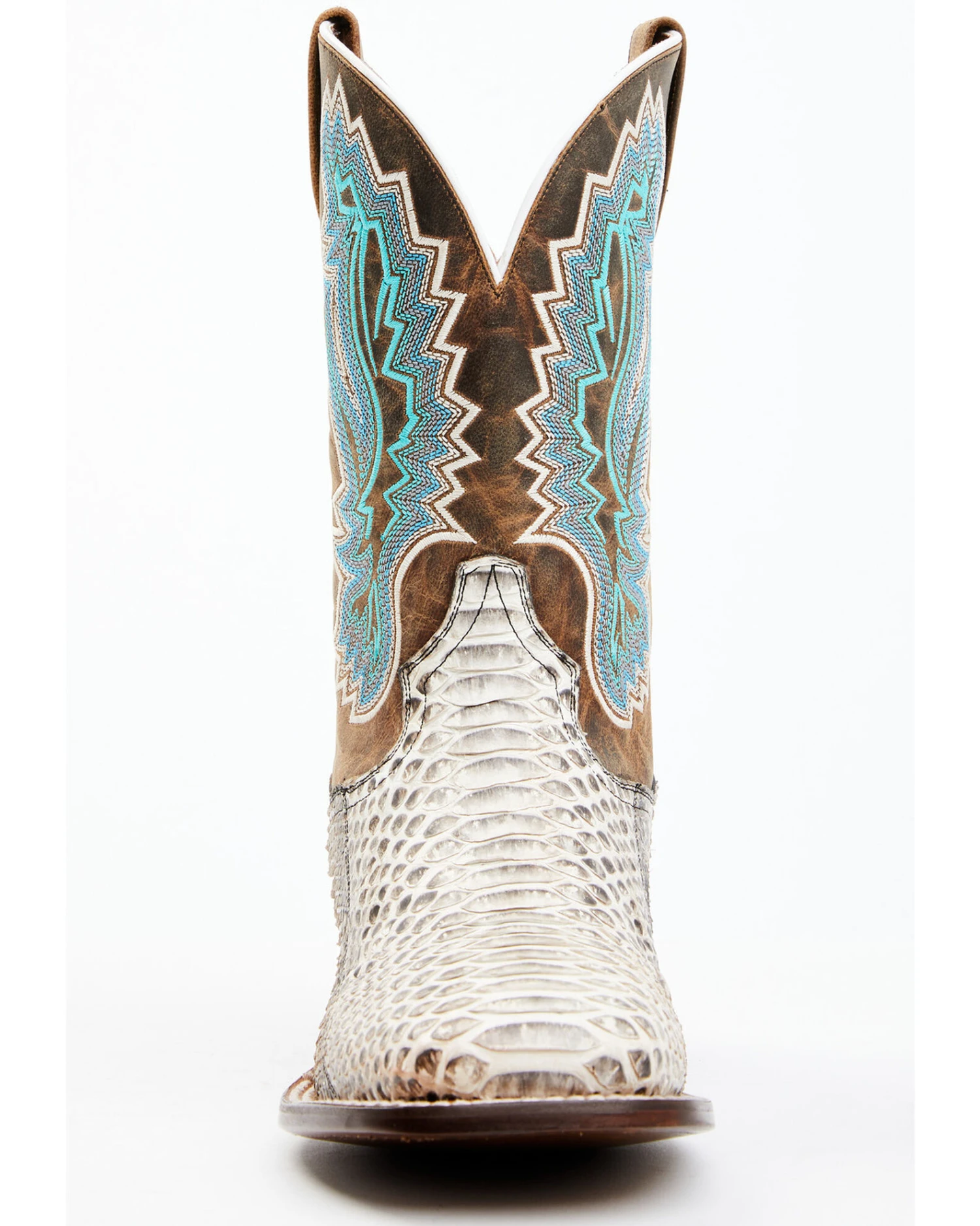 Dan Post Men's Natural Back Cut Python Exotic Western Boots - Broad Square Toe