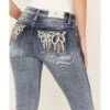 Miss Me Women's Medium Wash Stretch Mid Rise Peacock Embroidery Bootcut Jeans -Western Cowboy Equipment Store 2000369052 414 P2