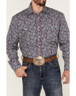 Roper Men's Liberty Bell Paisley Print Long Sleeve Pearl Snap Western Shirt
