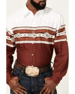 Roper Men's Diamond Southwestern Border Print Long Sleeve Pearl Snap Western Shirt -Western Cowboy Equipment Store 2000370631 200 P3