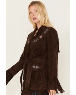 Idyllwind Women's Batavia Embroidered Fringe Suede Coat