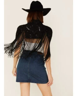 Any Old Iron Women's Beaded Fringe Shrug Cardigan -Western Cowboy Equipment Store 2000374263 001 P5