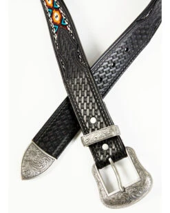 Cody James Men's Basketweave Billet With Southwestern Strap 3PC Buckle Belt