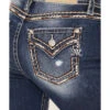 Miss Me Women's Dark Wash Mid Rise Embroidered Rhinestone Distressed Straight Jeans -Western Cowboy Equipment Store 2000378168 401 P2