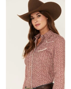 Roper Women's Ditsy Floral Print Long Sleeve Pearl Snap Retro Western Shirt -Western Cowboy Equipment Store 2000378232 600 P2