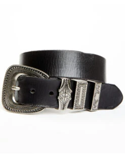 Shyanne Women's Black Triple Keeper Leather Belt