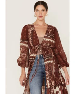 Flying Tomato Women's Floral Print Patchwork Duster Dress 8 Flying Tomato Women's Floral Print Patchwork Duster Dress -Western Cowboy Equipment Store 2000381468 640 P2