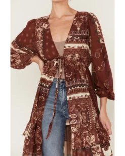 Flying Tomato Women's Floral Print Patchwork Duster Dress 7 Flying Tomato Women's Floral Print Patchwork Duster Dress -Western Cowboy Equipment Store 2000381468 640 P3