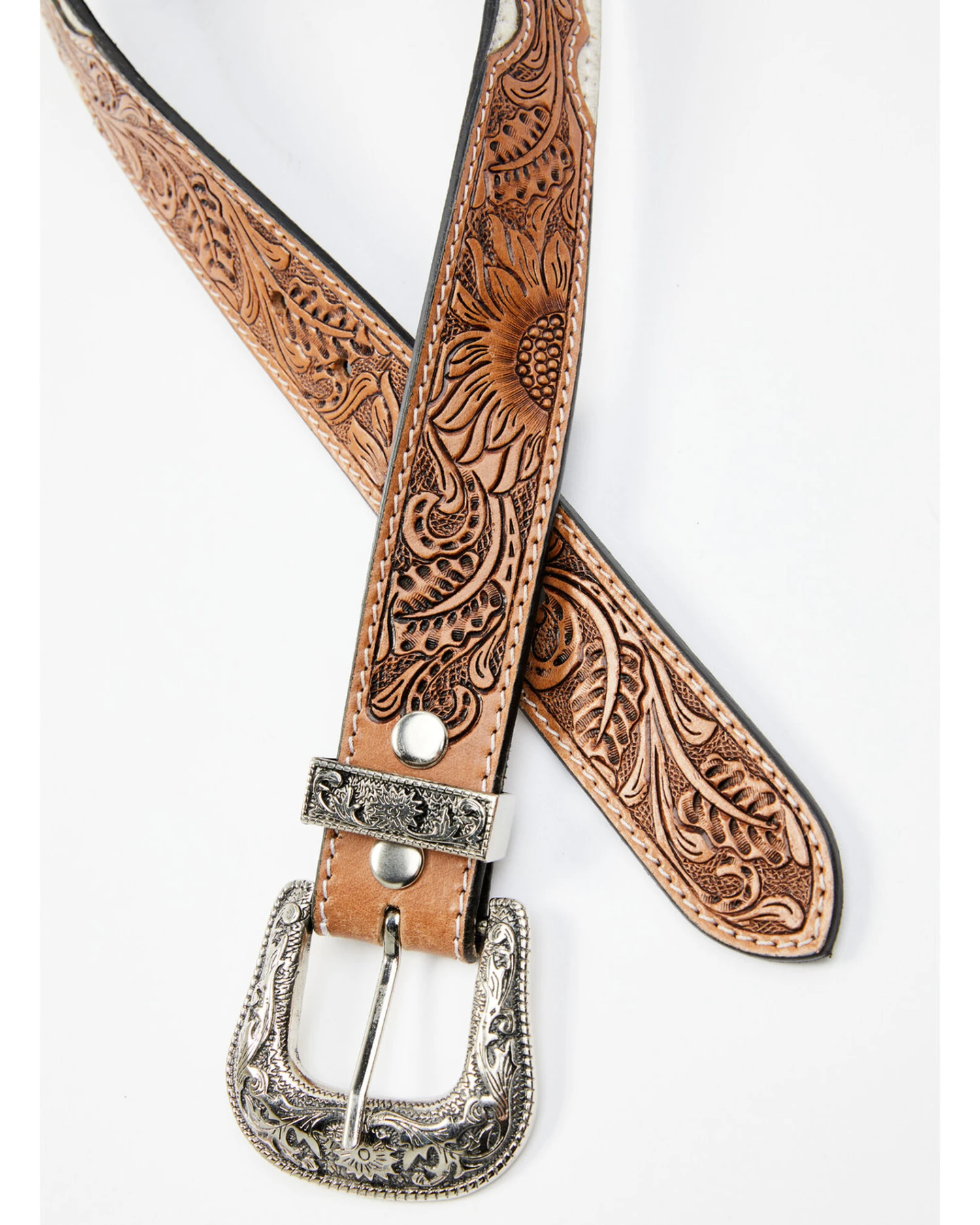 Shyanne Women's Cowhide And Floral Tooled Belt 4 Shyanne Women's Cowhide And Floral Tooled Belt - Image 2