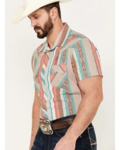 Rock & Roll Denim Men's Serape Striped Short Sleeve Western Snap Shirt