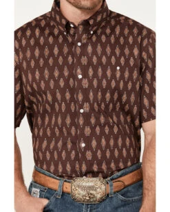 RANK 45 Men's Cash Geo Print Short Sleeve Button-Down Stretch Western Shirt -Western Cowboy Equipment Store 2000385988 200 P2