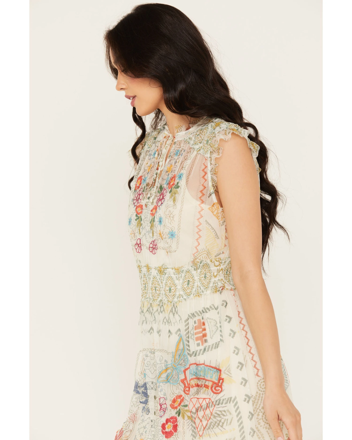 Johnny Was Women's Merida Sleeveless Mesh Midi Dress 5 Johnny Was Women's Merida Sleeveless Mesh Midi Dress - Image 3