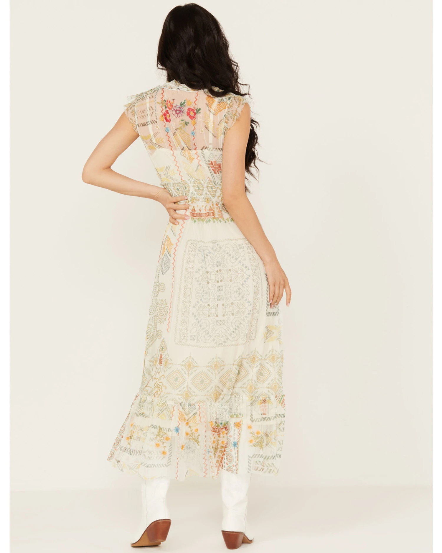 Johnny Was Women's Merida Sleeveless Mesh Midi Dress 6 Johnny Was Women's Merida Sleeveless Mesh Midi Dress - Image 4