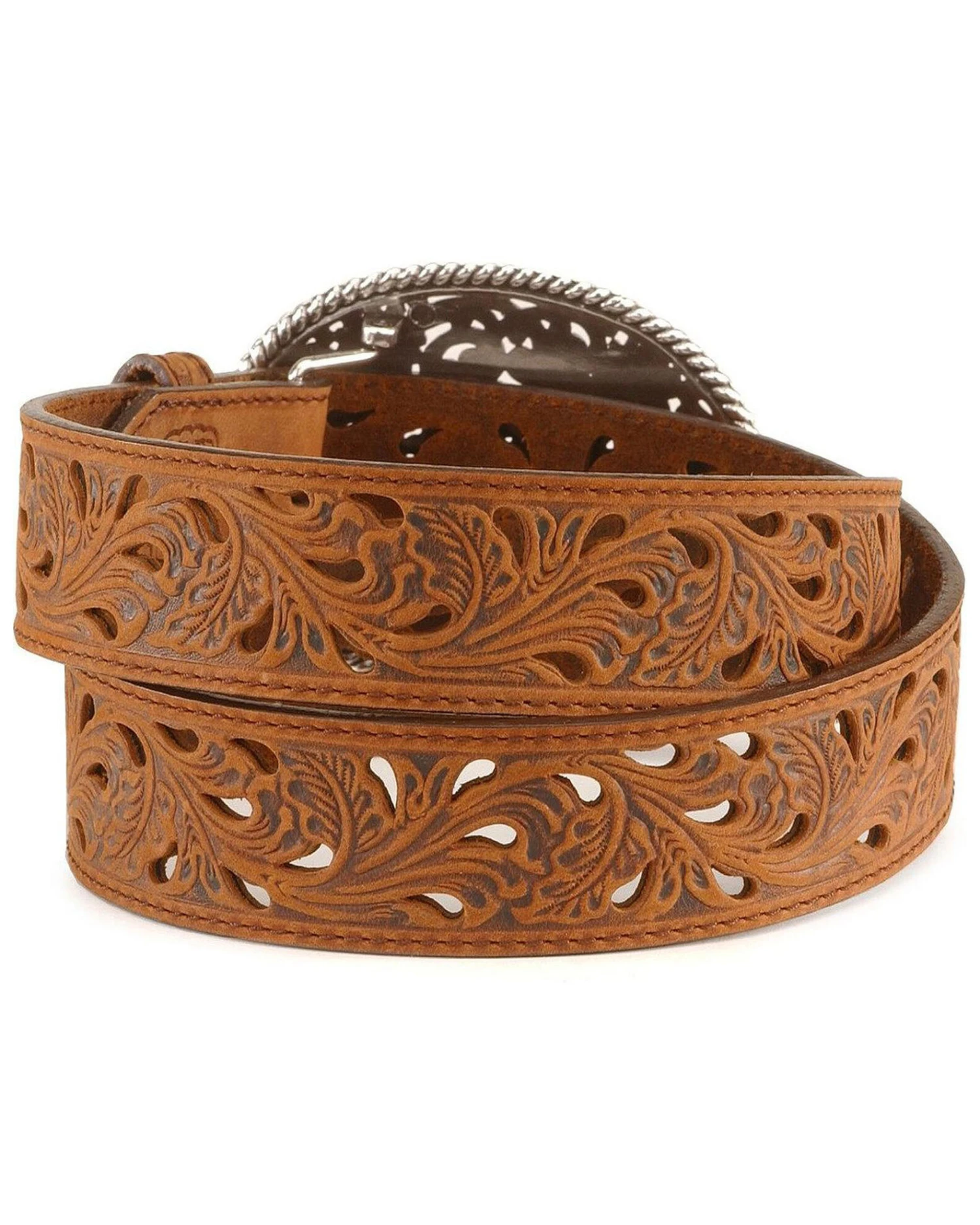 Tony Lama Floral Cutout Leather Belt 6 Tony Lama Floral Cutout Leather Belt - Image 4