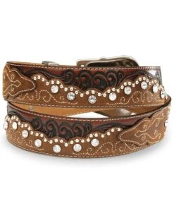 Tony Lama Kaitlyn Crystal Leather Western Belt