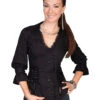Scully Women's Lace-Up Back 3/4 Length Top -Western Cowboy Equipment Store 658D76 89 P1